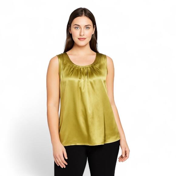 Kasper Green Sleeveless Tank Top Shell Blouse Business Casual Petite Large PL - Picture 15 of 15